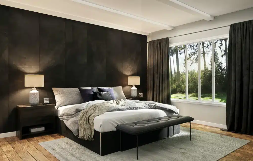 dark coloured bedroom decoration 
